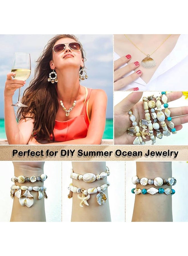 Happy D 1042-piece Ocean Pearl, Turtle, Starfish Bead Bracelet Making Kit, Imitation Bohemian Ocean Beach Shell Beads, Starfish, Mermaid Beads, Summer Ocean Pendant Earrings, Bracelet, Necklace, Anklet DIY Jewelry Craft Kit - Image 3